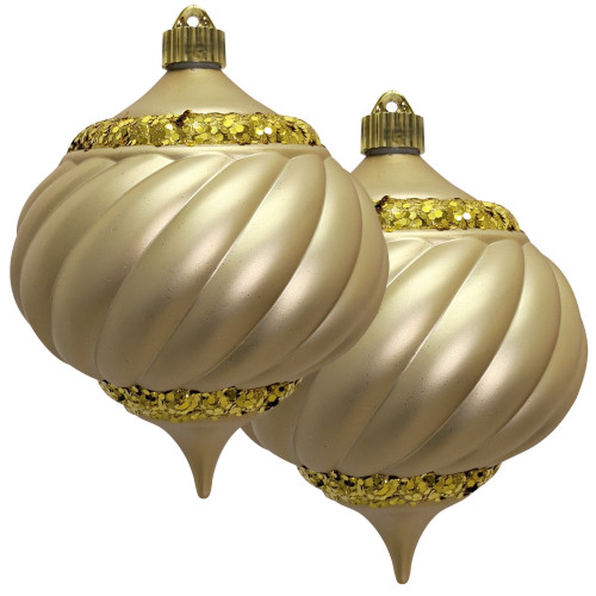 2ct Gold Shatterproof Swirled Christmas Onion Finial Ornament 6″ (150mm)