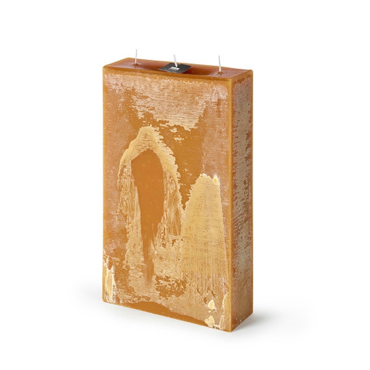 3-Wick Rectangle Pillar Wax Candle - 15.75" - Chamois Brown