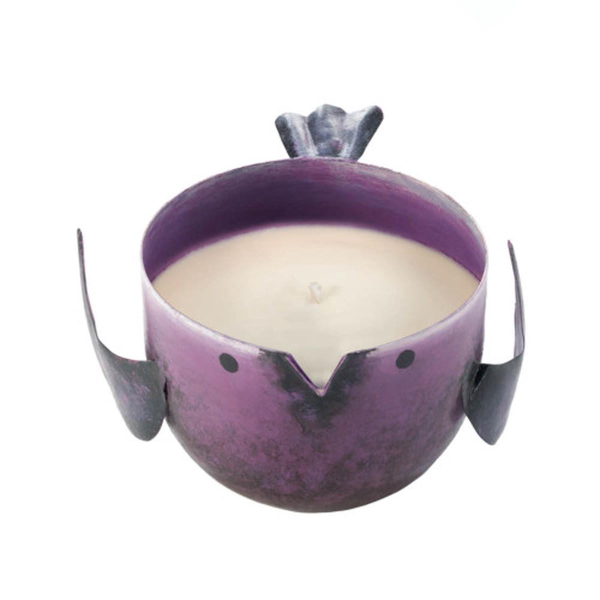 5.5" Purple and White Pomegranate Birdie Aromatherapy Candle