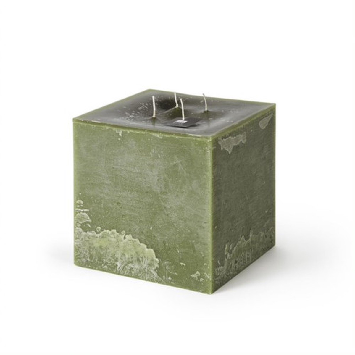 7.75" Dark Green Square 4-Wick Solid Pillar Candle