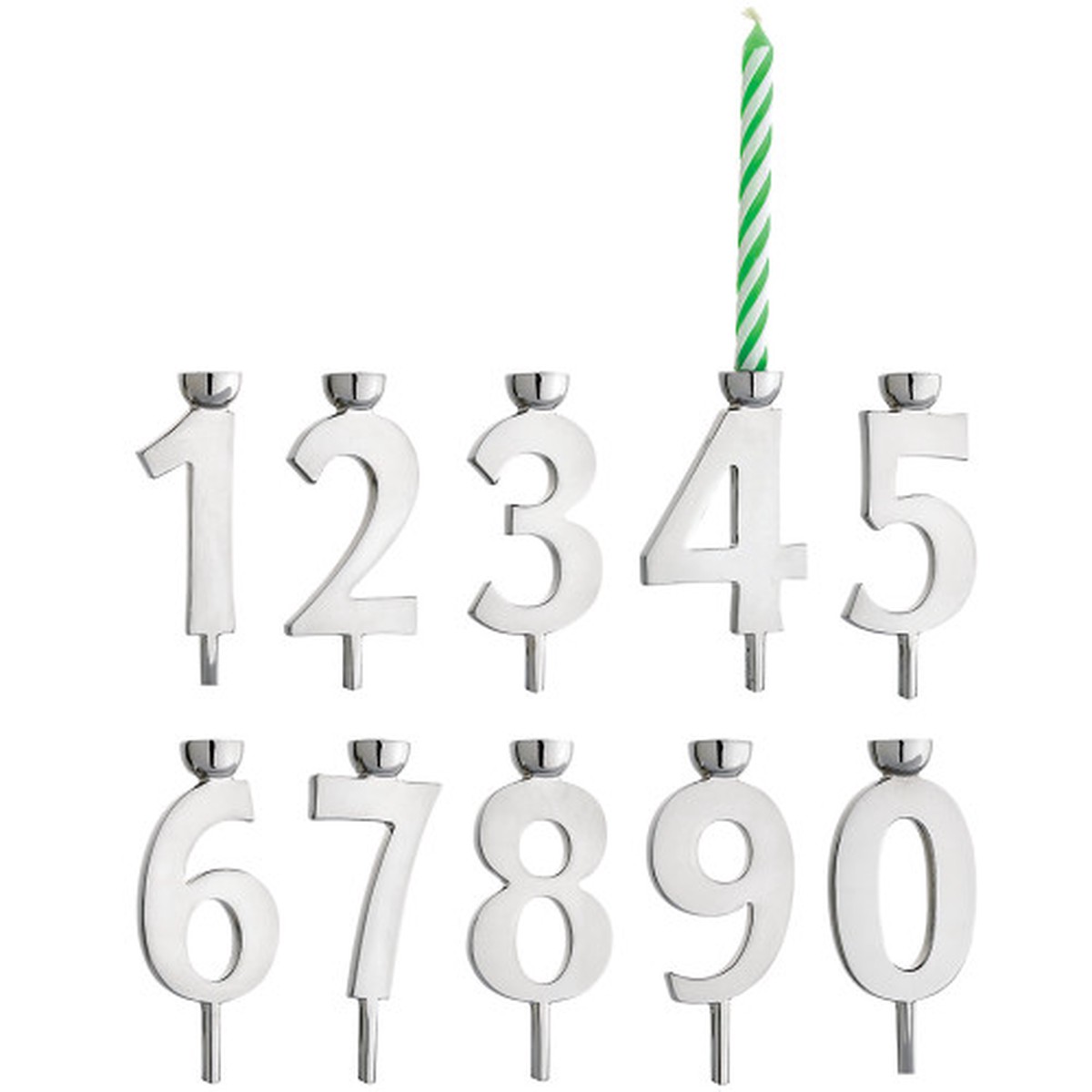 Set of 10 Silver Birthday Party Candleholders