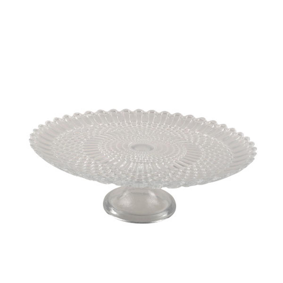 11″ Clear White Glass Crypto Medium Round Cake Plate