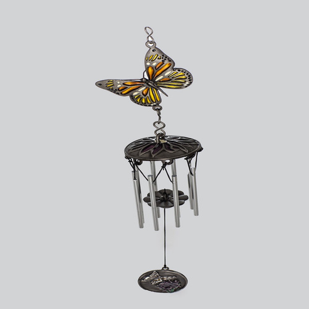 13" Yellow, Orange and Silver Butterfly Kiss Bereavement Chime