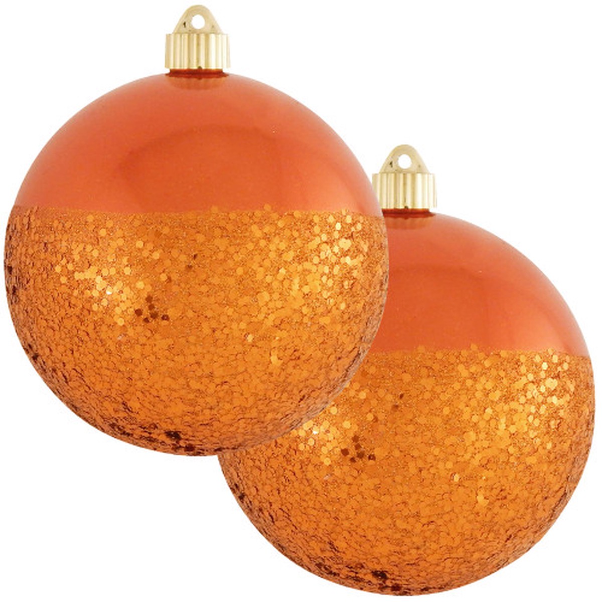 2ct Mandarin Glittering Shatterproof Christmas Ball Ornament 6″ (150mm)