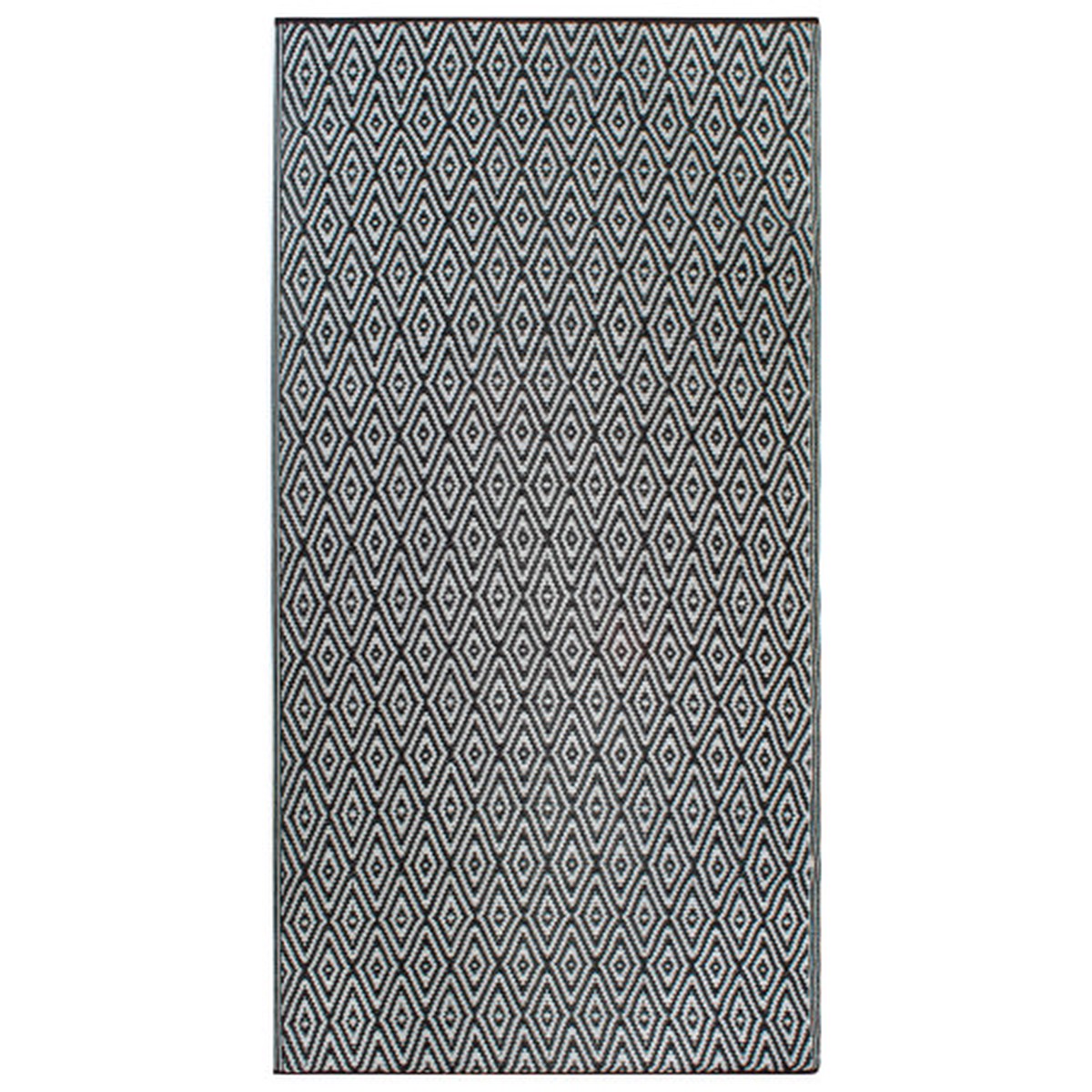 4' x 6' Black and White Rectangular with Diamond Design Outdoor Rug