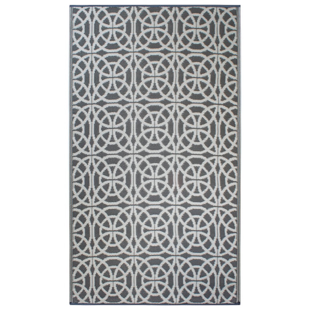 4' x 6' Gray and White Rectangular with Infinity Circle Design Outdoor Rug