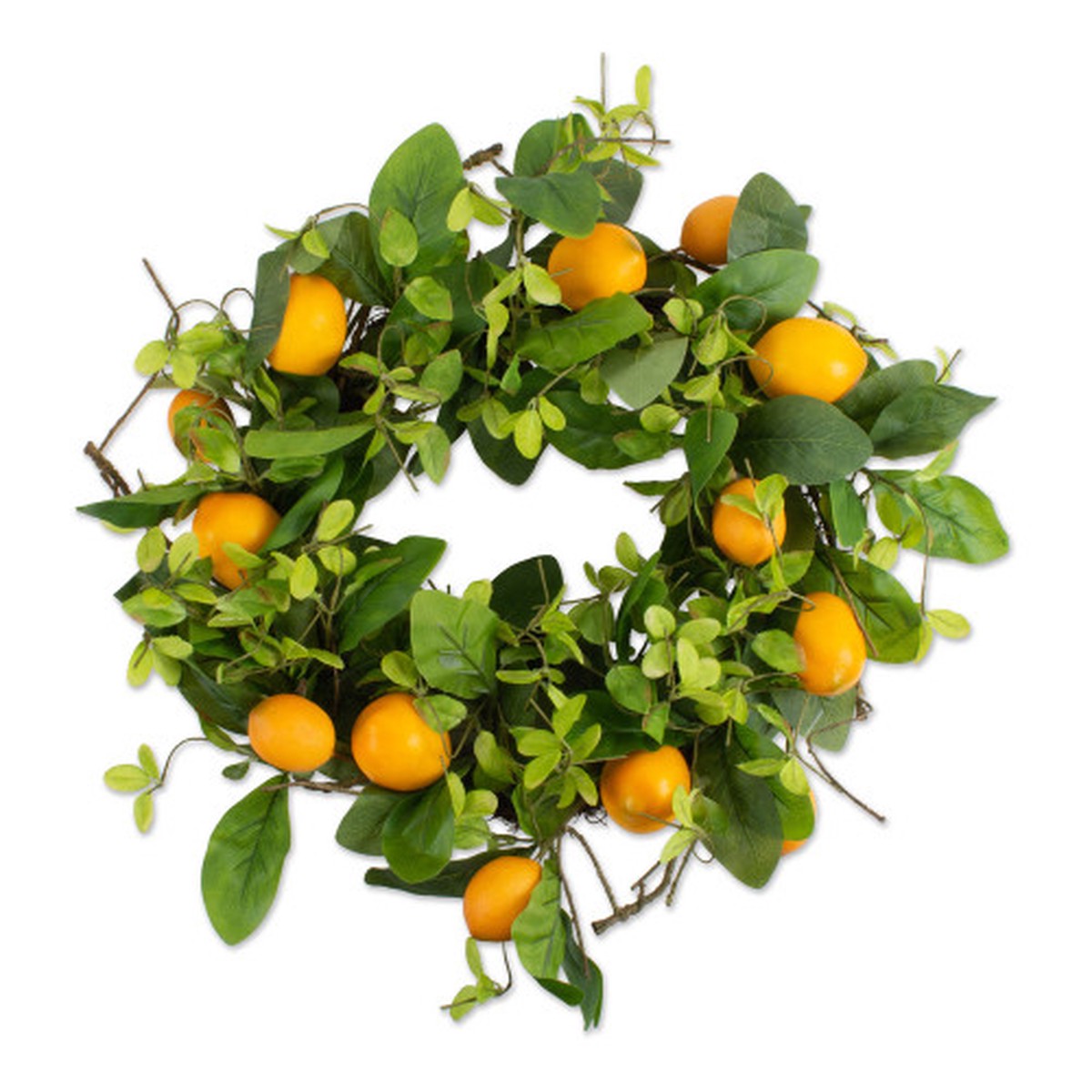Lemons and Spring Foliage Artificial Wreath, 20"