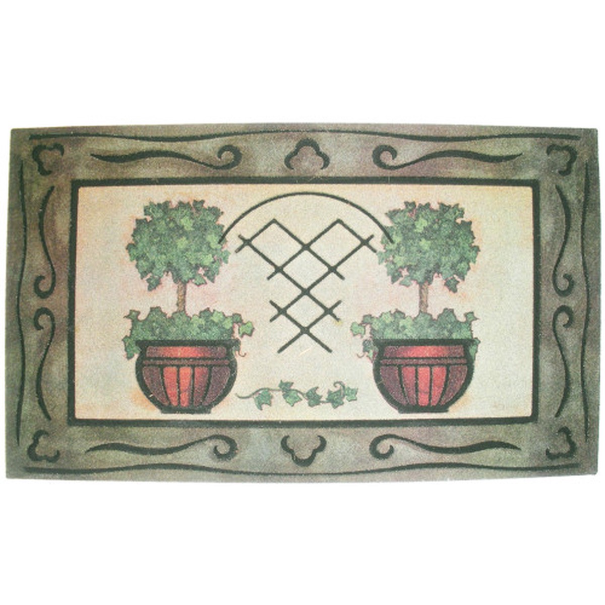 Topiary Print Rectangular Doormat – 18″ x 30″ – Green and Brown