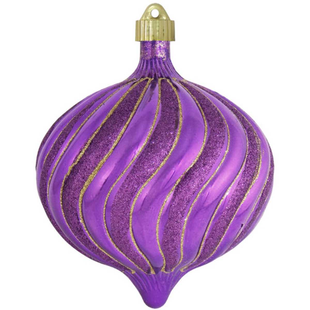 Vivacious Purple Swirled Onion Shatterproof Glitter Christmas Ornament 6″ (150mm)