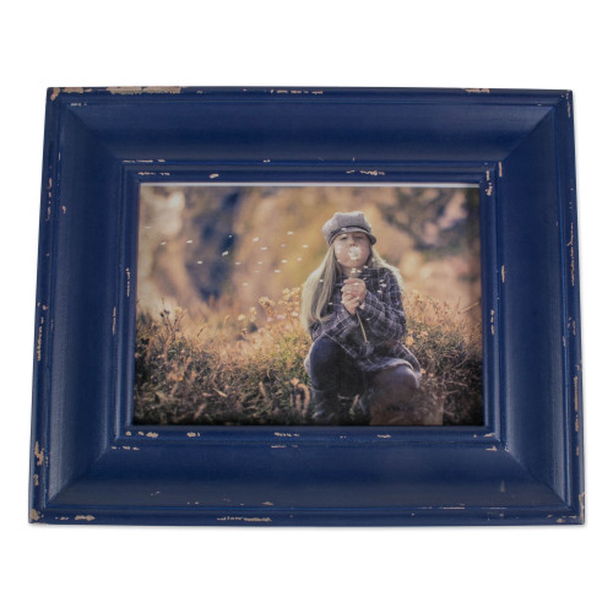Weathered Farmhouse Rectangular Picture Frame – for a 8″ x 10″ photo – 13.5″ – Blue