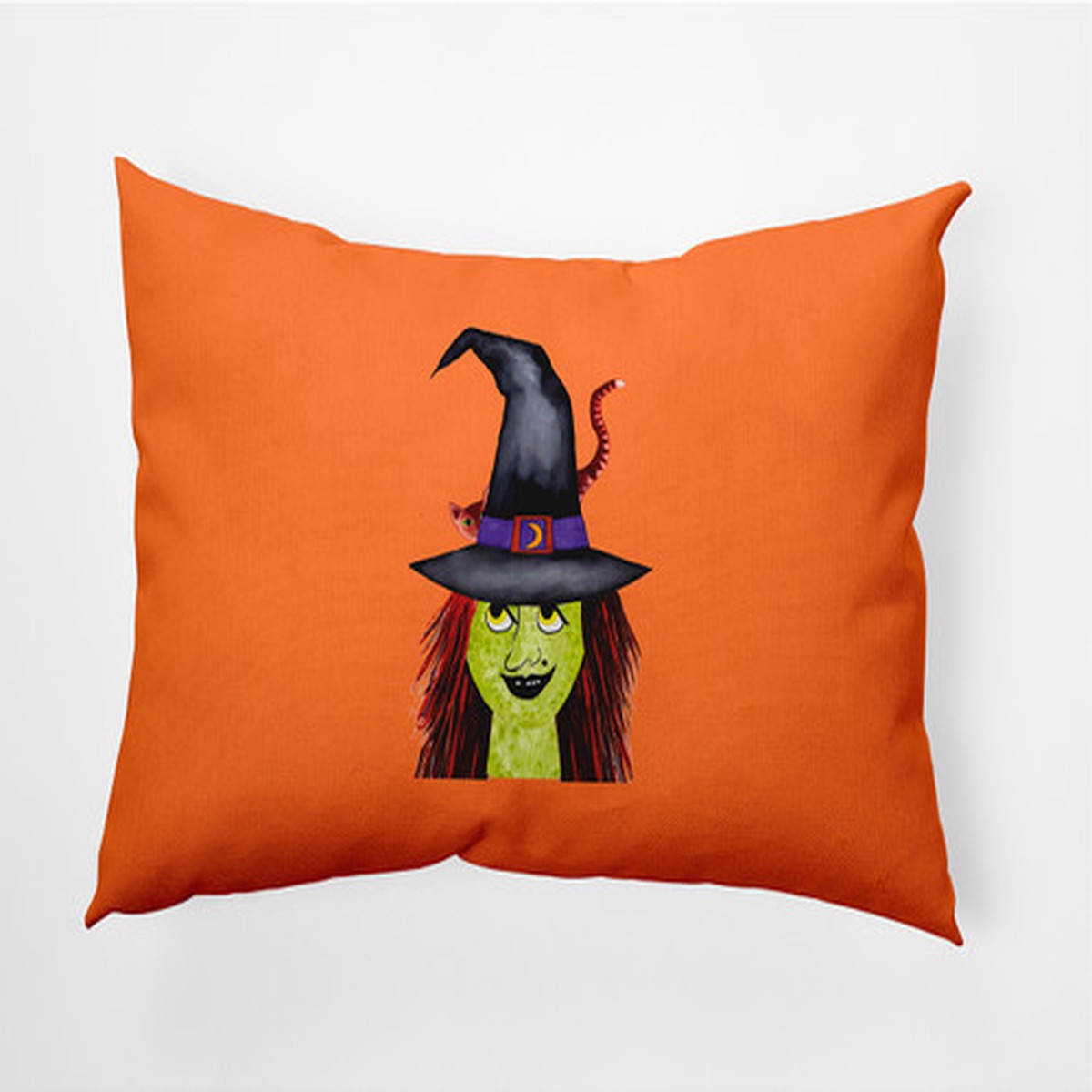 14″ x 20″ Orange and Green Halloween Witch Hat Outdoor Throw Pillow
