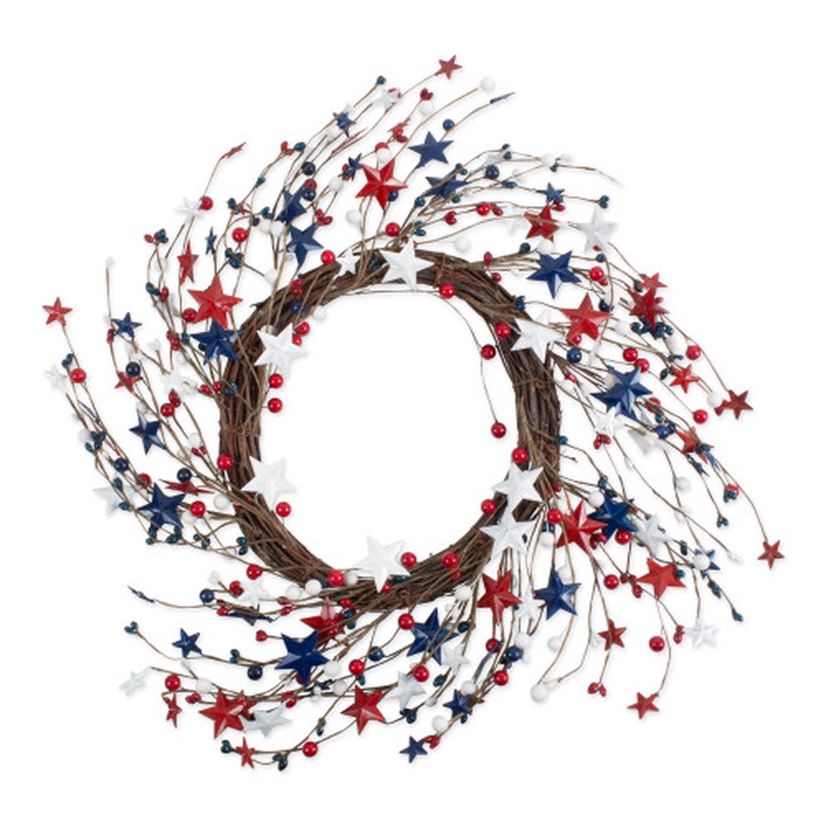 21" Blue, Red, and White 4th of July Artificial Round Wreath
