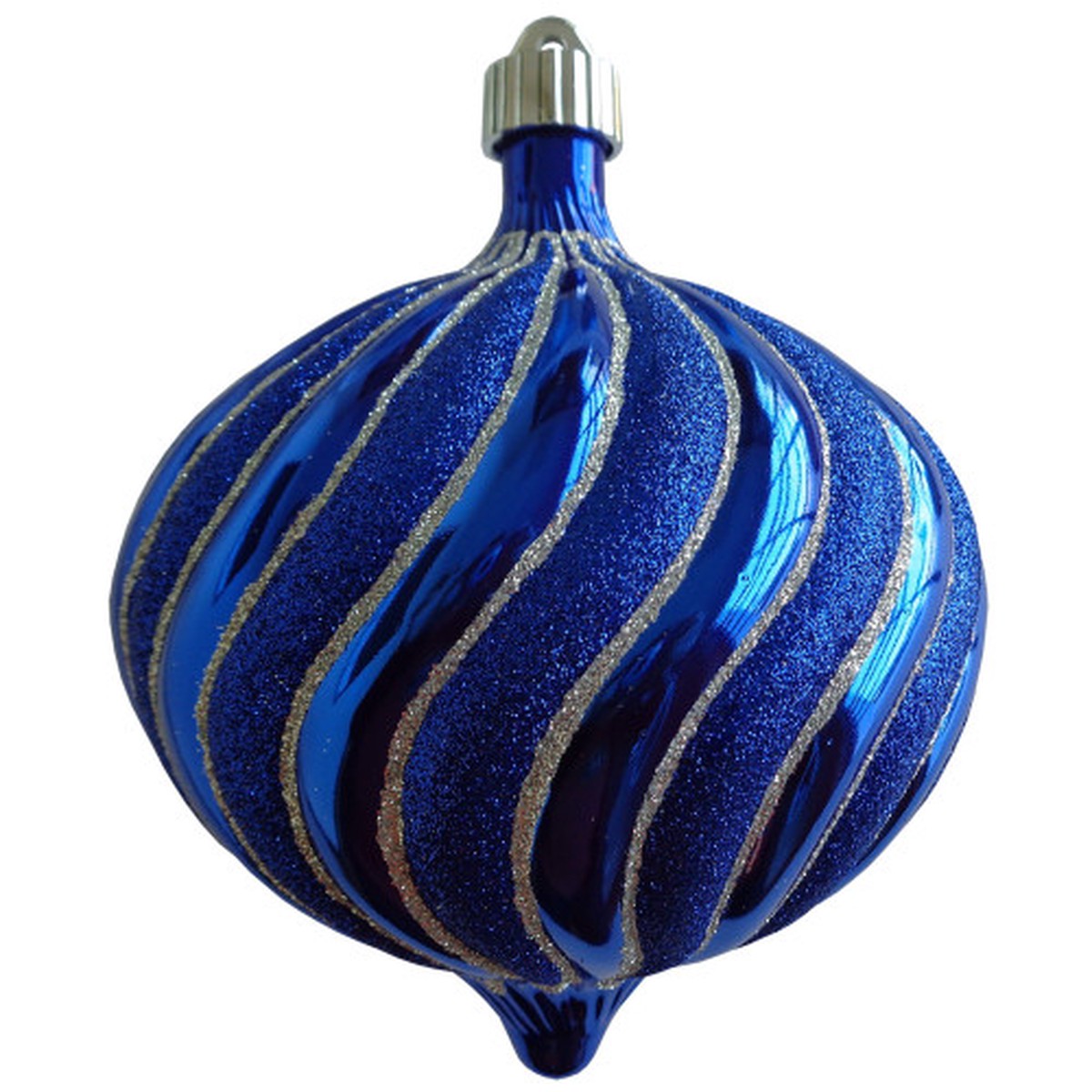 2ct Azure Blue and Silver Swirled Shatterproof Shiny Christmas Onion Ornaments 6″ (150mm)