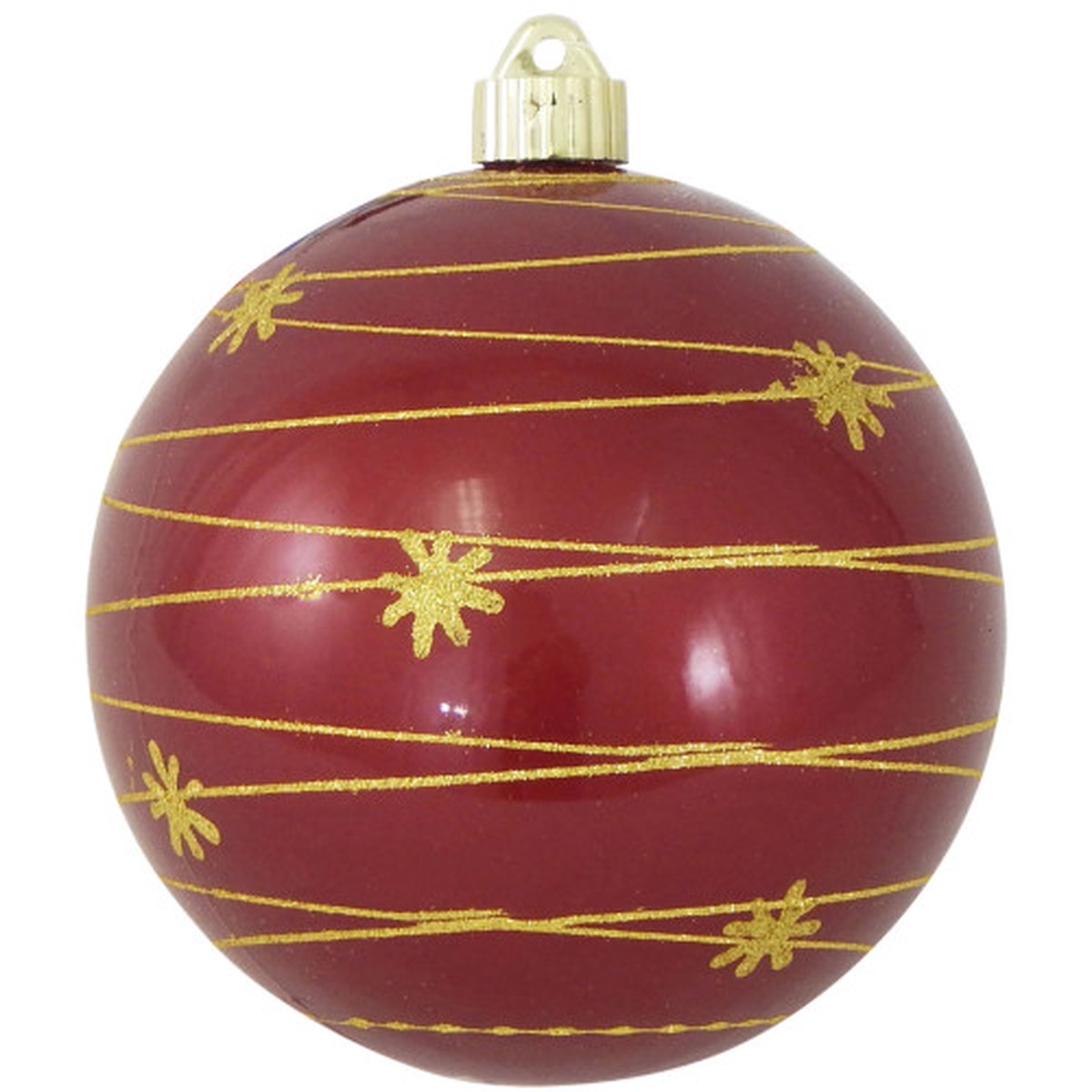 2ct Candy Red and Gold Tangle with Stars Shatterproof Shiny Christmas Ball Ornaments 6″ (150mm)