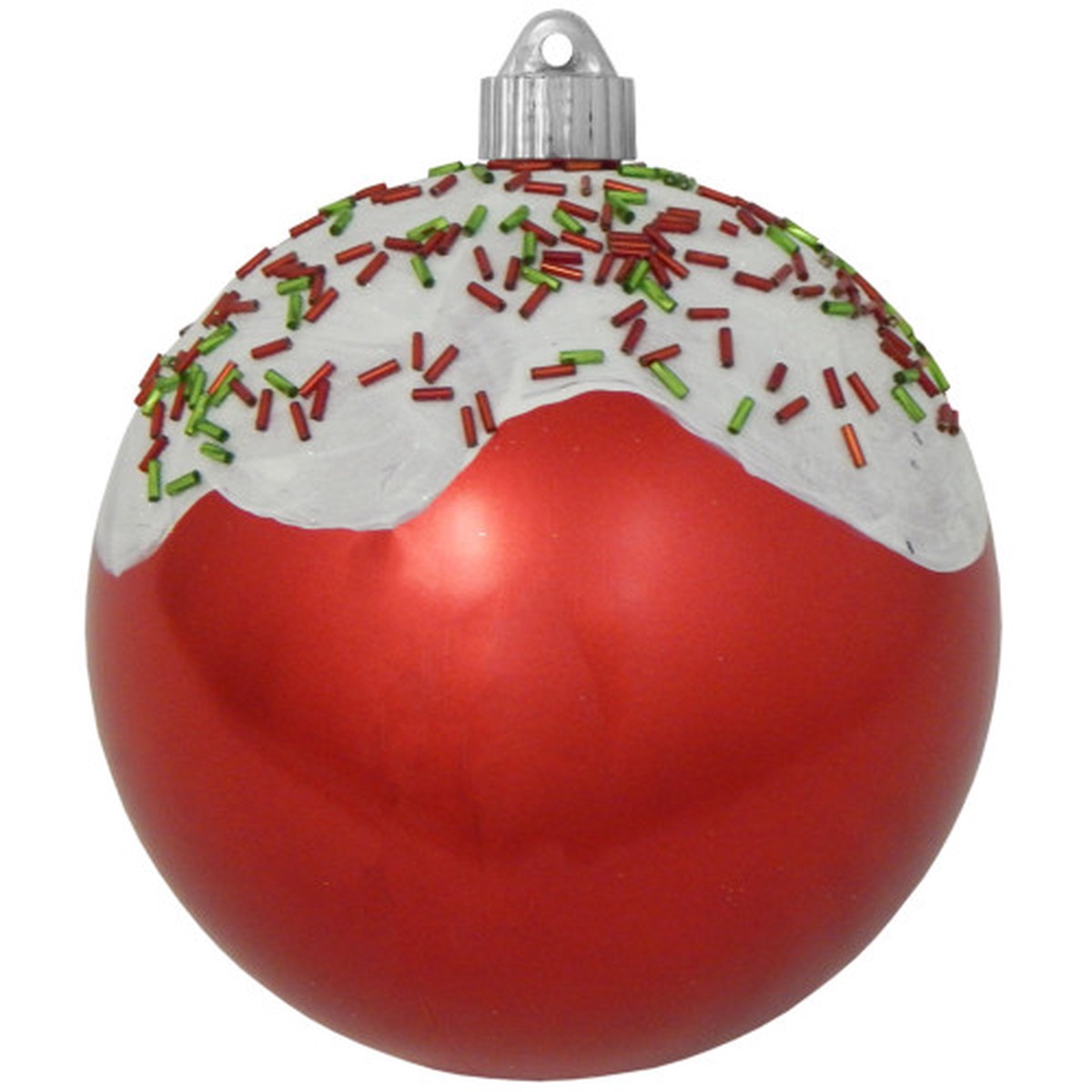2ct Red and White Candy Sprinkles Shatterproof Matte Christmas Ball Ornaments 6″ (150mm)