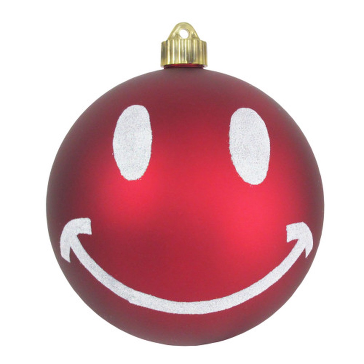 2ct Red and White Smiley Face Shatterproof Matte Christmas Ball Ornaments 6″ (150mm)