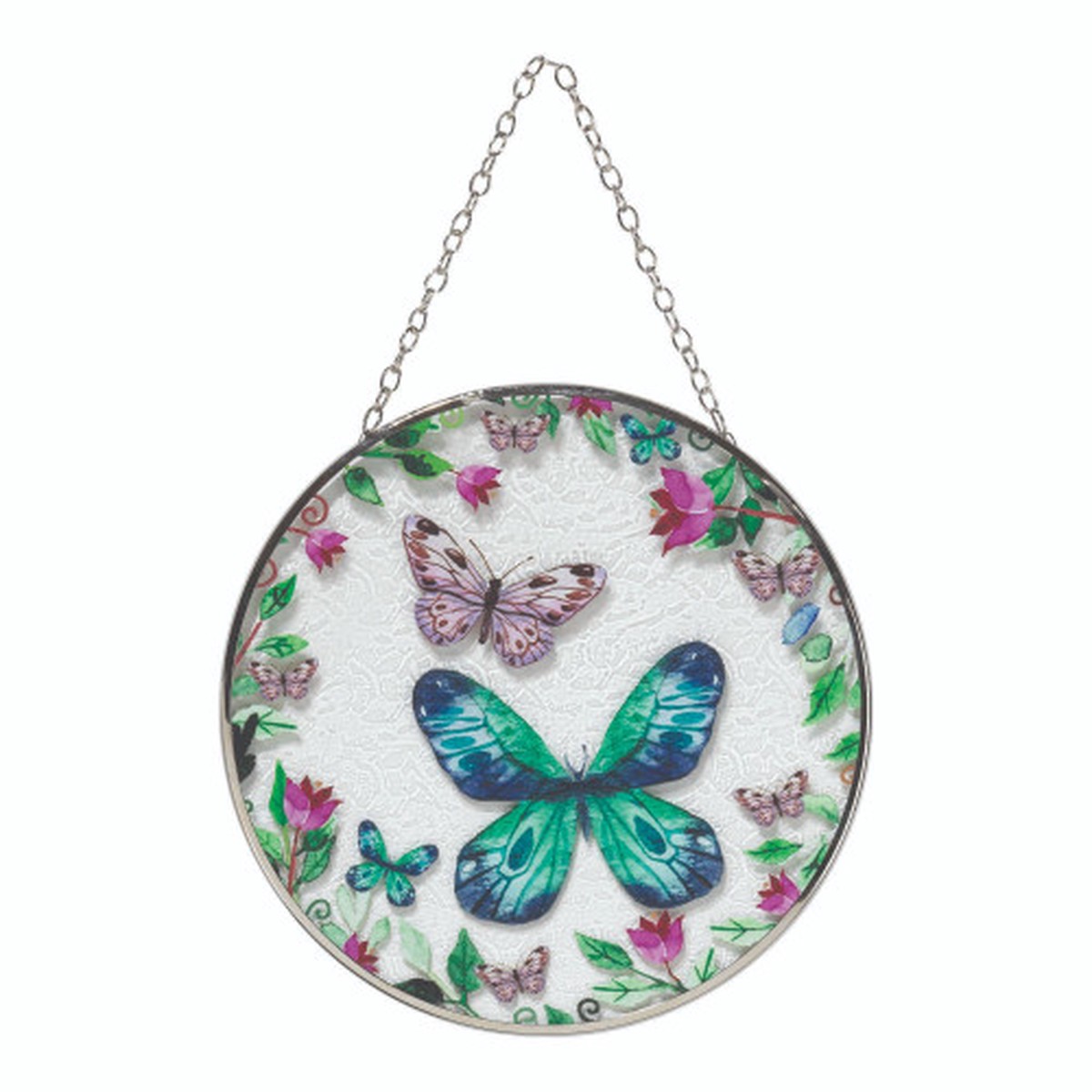 6" Round Butterflies and Floral Outdoor Sun Catcher