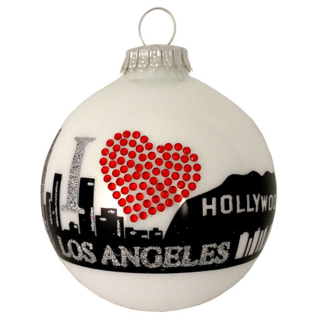 Porcelain White Los Angeles Skyline Christmas Ball Ornament 3.25" (80mm)