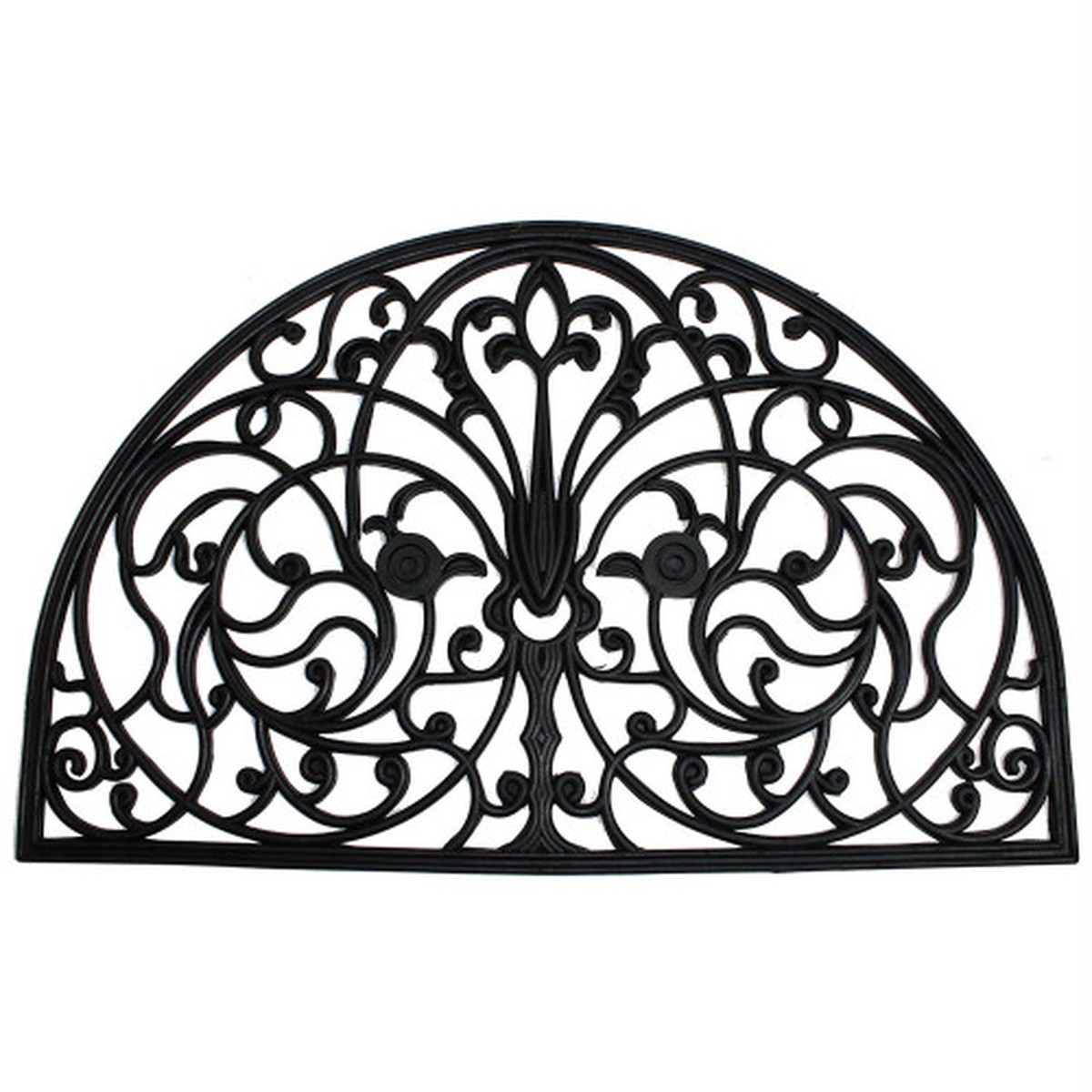Swirling Arch Shaped Rubber Doormat – 24″ x 36″ – Black