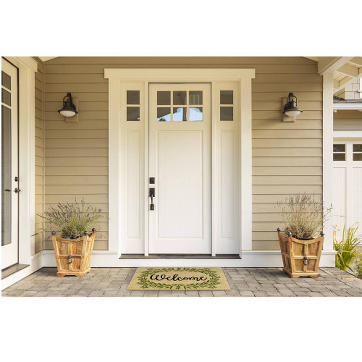 Welcome Wreath Rectangular Coir Doormat – 18″ x 30″