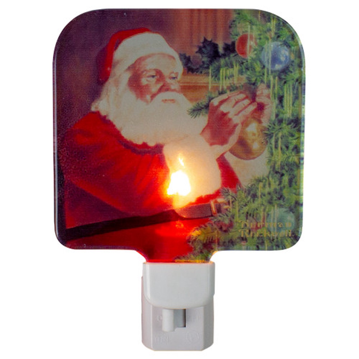 4" Norman Rockwell 'Santa Trimming Tree' Glass Christmas Night Light
