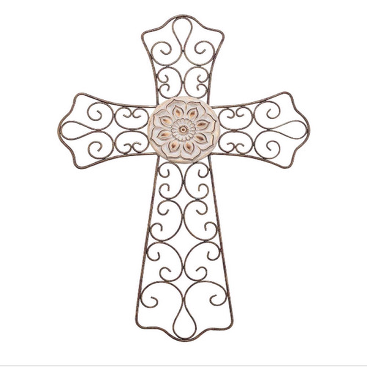 Bronze Finish Tapered Metal Wall Cross- 20.25"