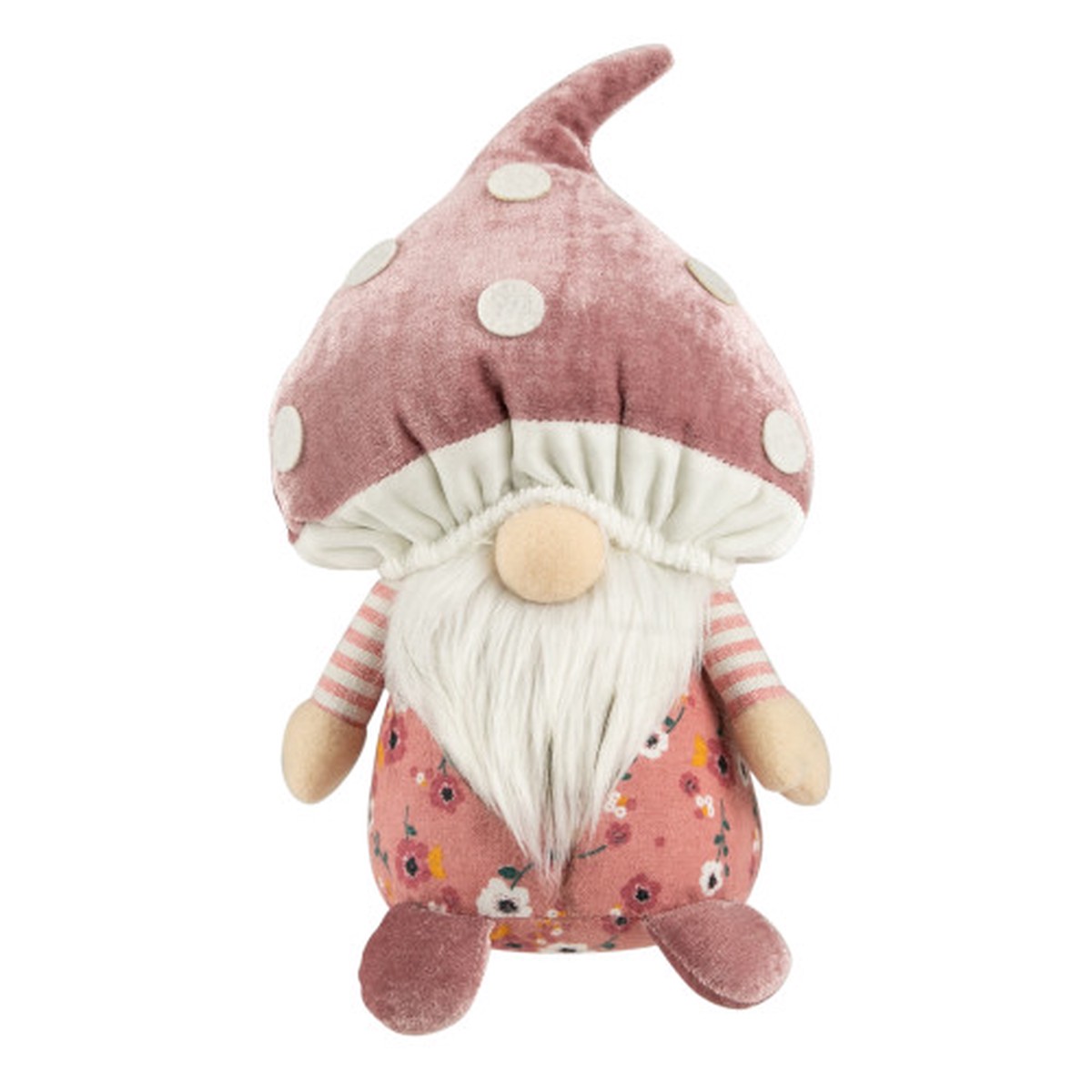 10.5″ Pink Springtime Floral Mushroom Gnome