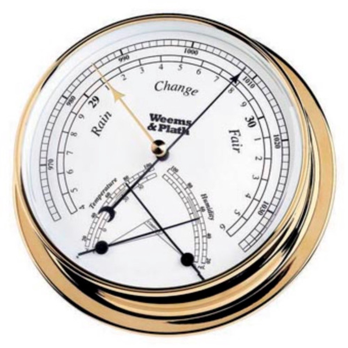 10″ Gold and White Adjustable Weatherproof Round Barometer and Comfortmeter