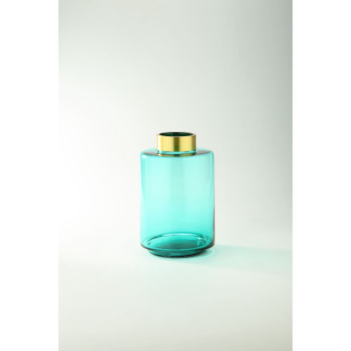 10″ Green Hand Blown Glass Tabletop Vase