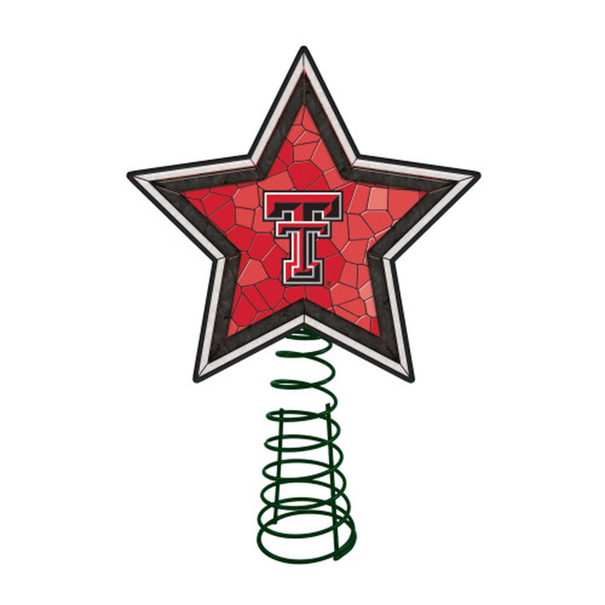 10″ Lighted Red and Black Star NCAA Texas Tech Red Raiders Christmas Tree Topper