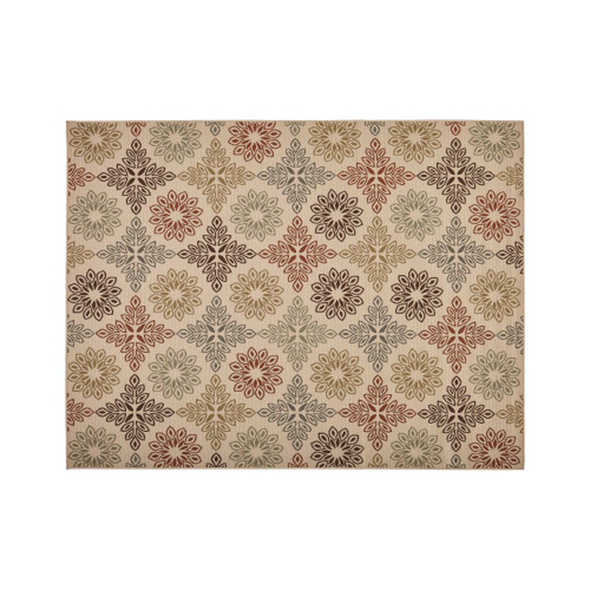 10′ x 7.8′ Ivory and Brown Medallion Rectangular Outdoor Area Rug