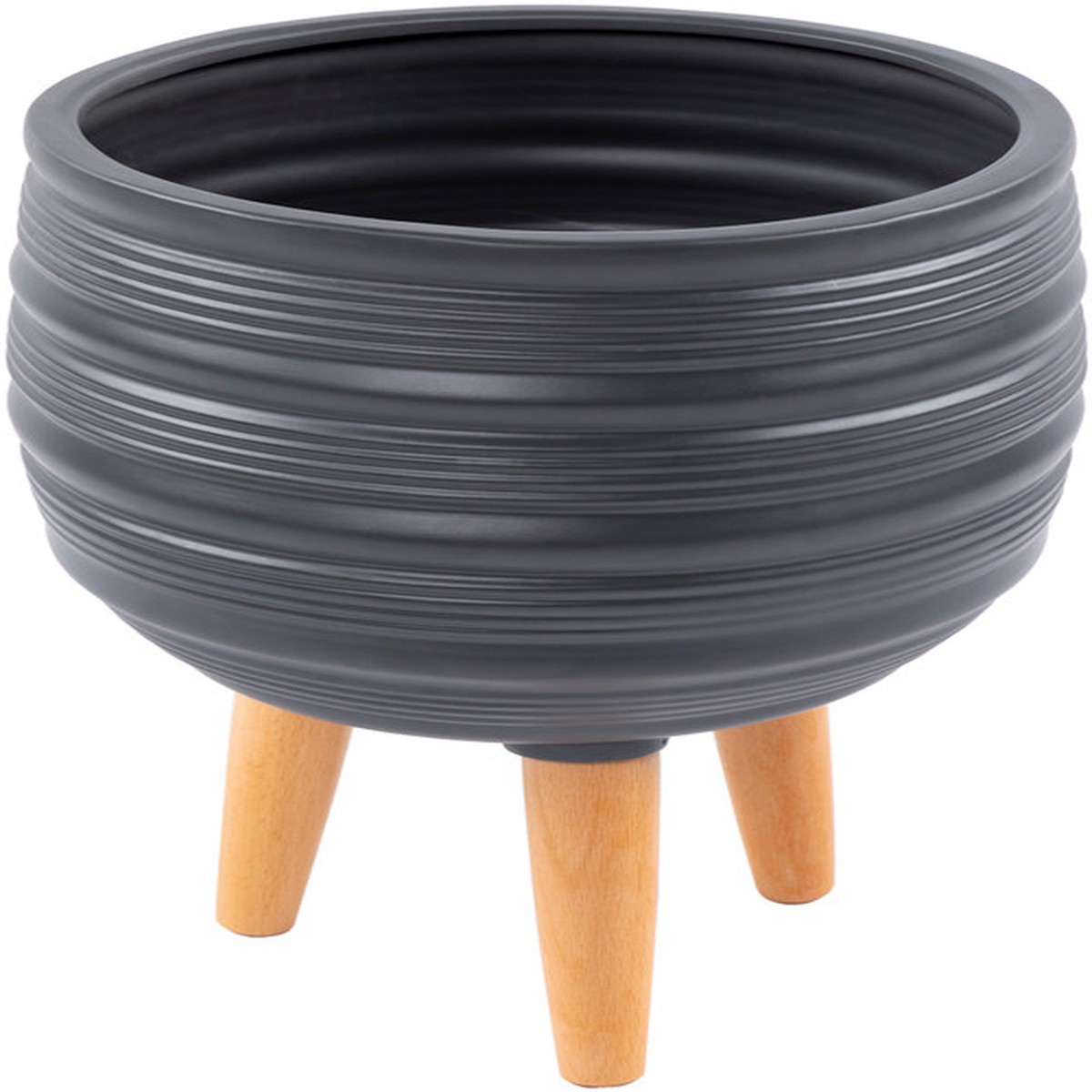 12″ Black and Brown Modern Decorative Planter with Stand