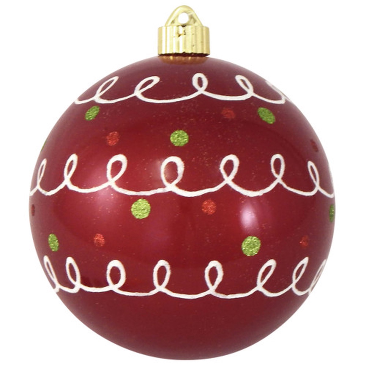 2ct Candy Red and White Loop with Dots Shatterproof Matte Christmas Ball Ornaments 6″ (150mm)