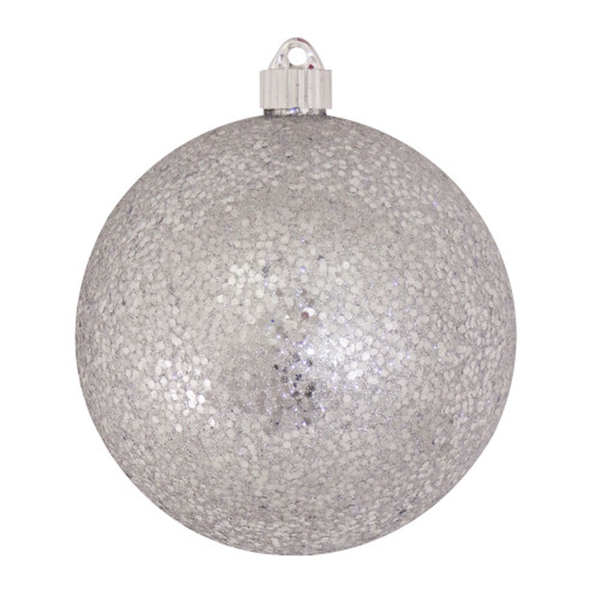 2ct Silver Shatterproof Glitter Christmas Ball Ornaments 6″ (150mm)