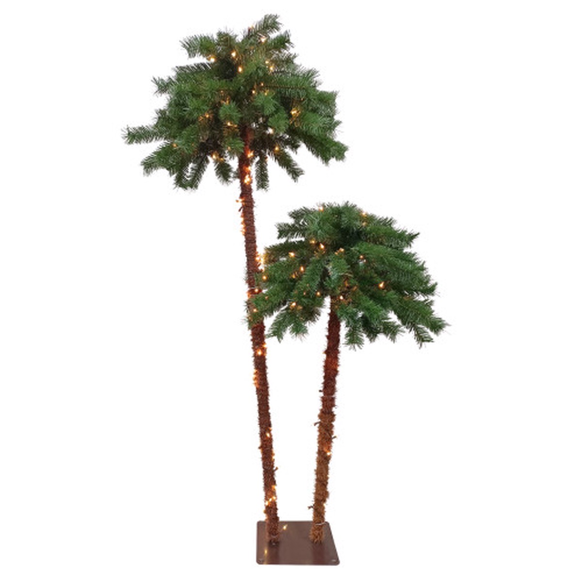6' Lighted Artificial Tropical Palm Tree Duo - Clear Incandescent Lights