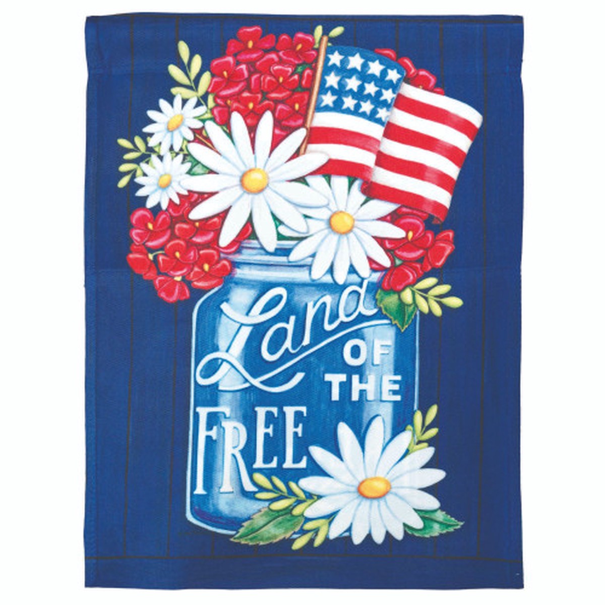 Floral "Land Of The Free" Patriotic Outdoor Garden Flag - 18" x 13"