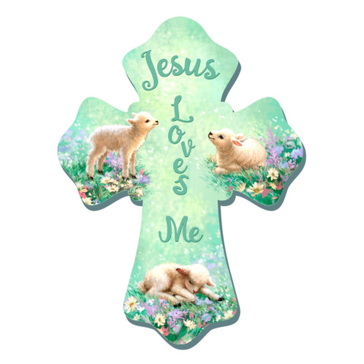 Little Lambs 'Jesus Loves Me' Wall Cross - 8"