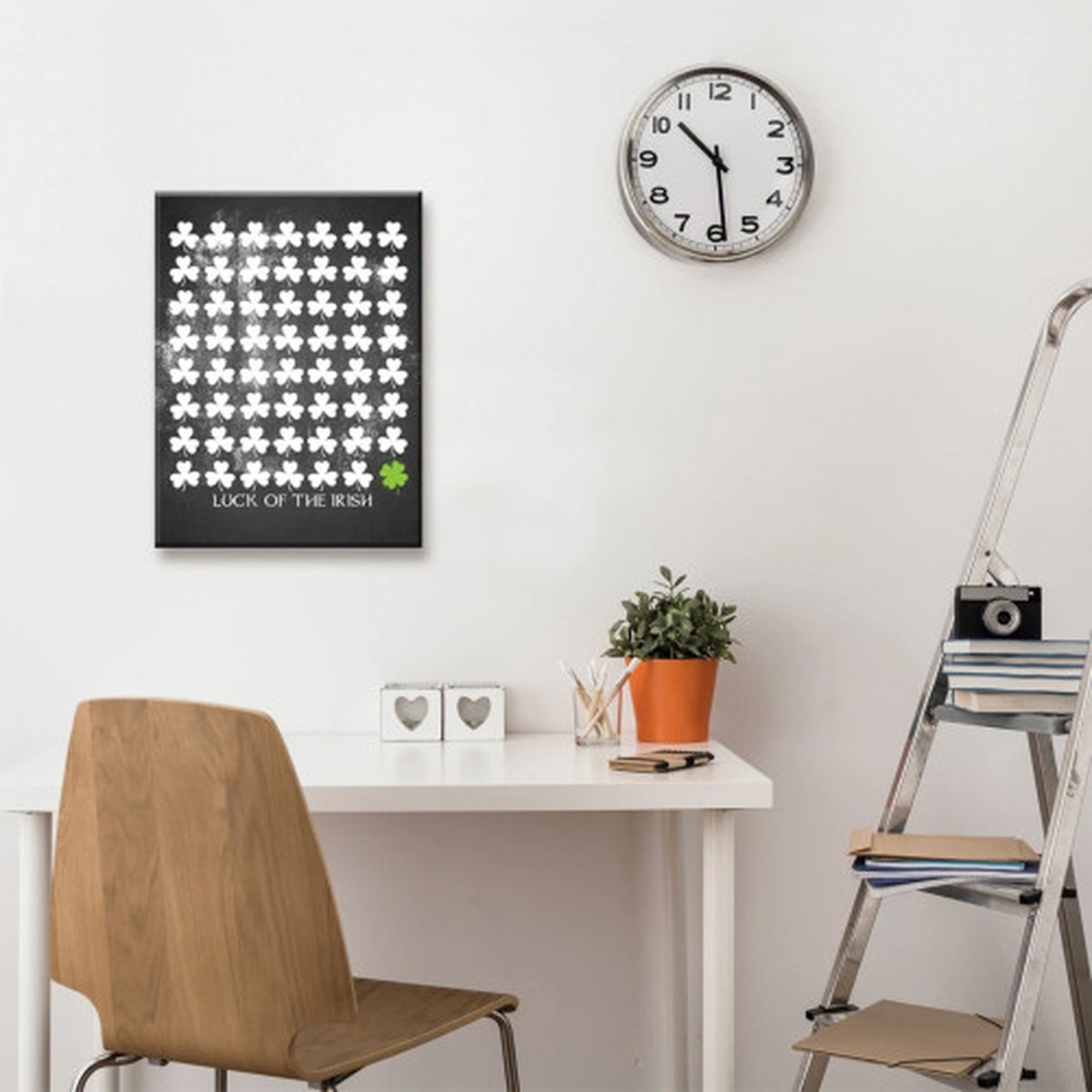 Luck of the Irish St. Patricks Day Canvas Wall Art - 20" x 16" - Black and White