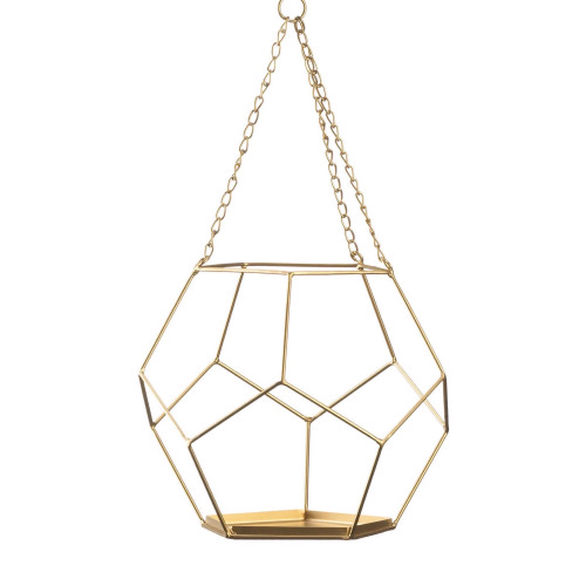10.5″ Gold Contemporary Hanging Geometric Outdoor Patio Garden Plant Holder