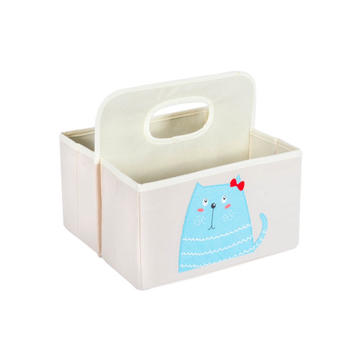 11″ Blue and White Kitty Themed Storage Basket