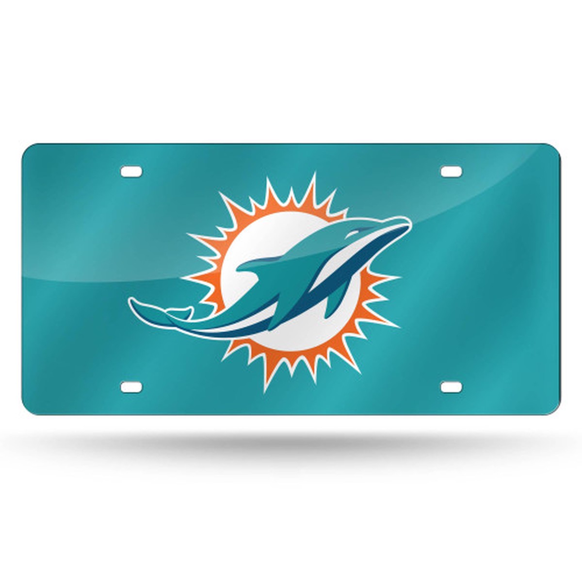 12″ White and Teal Blue NFL Miami Dolphins Cut Tag