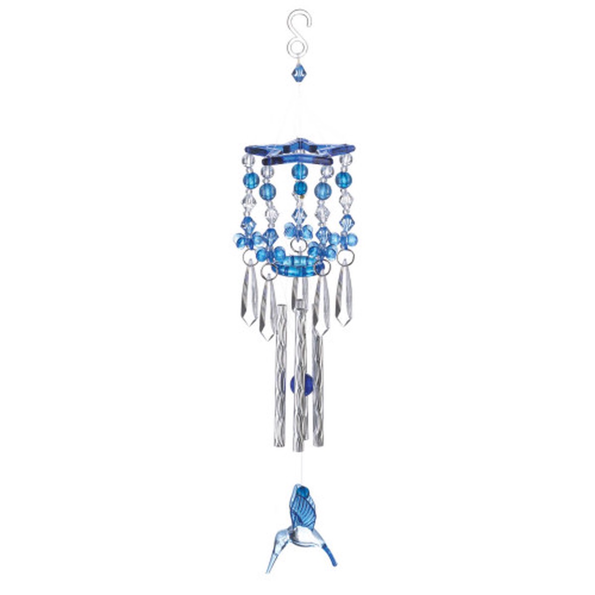 13″ Blue and Silver Hummingbird Outdoor Wind Chimes