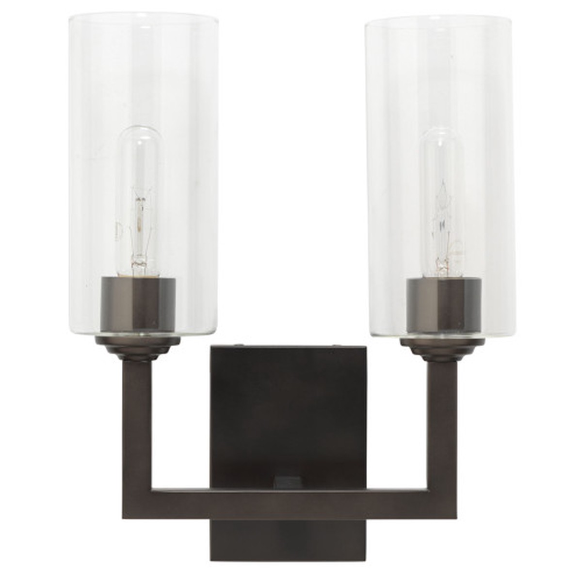 14.5″ Black Linear Double Wall Sconce in Oil Rubbed Bronze Metal