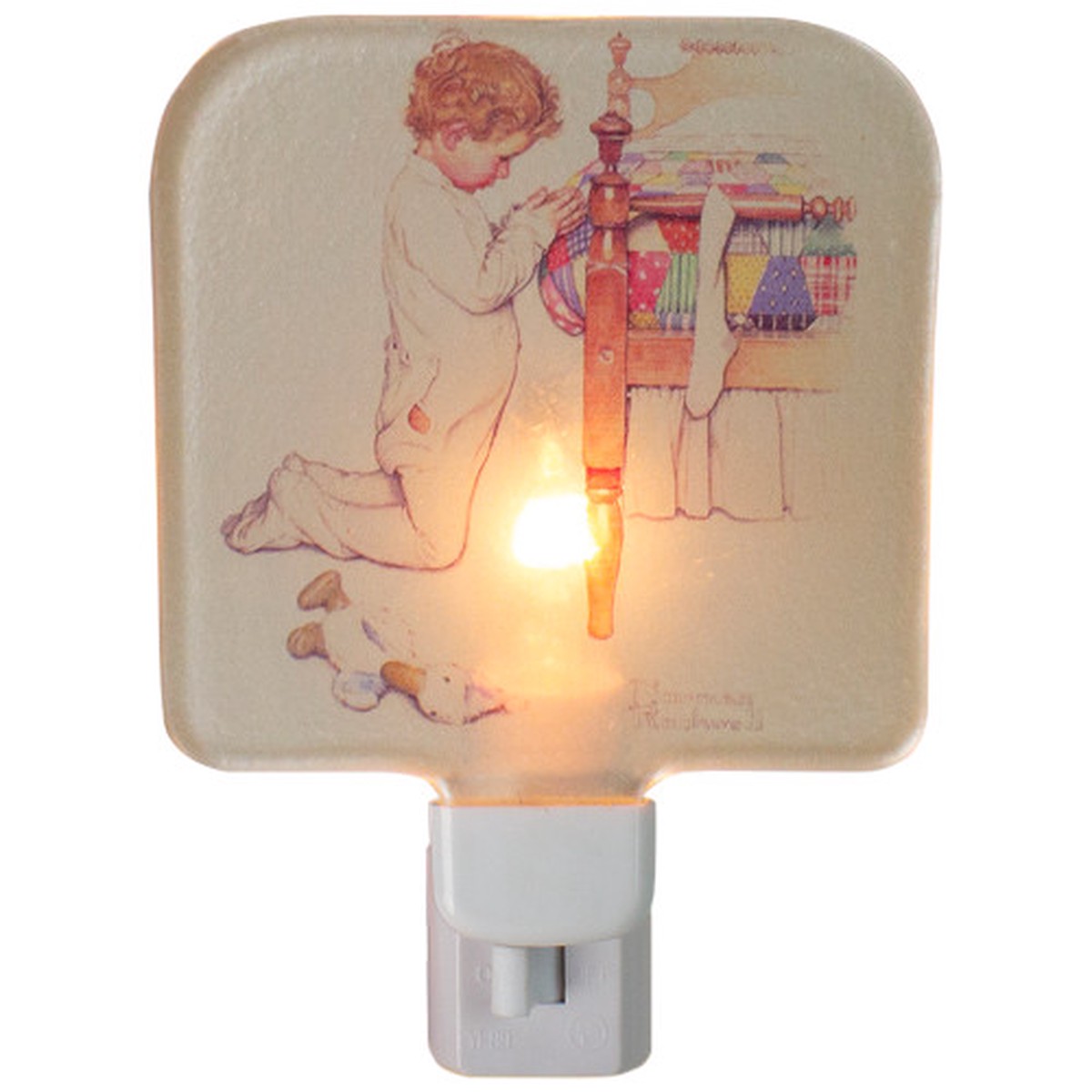 4" Norman Rockwell 'A Christmas Prayer' Glass Night Light