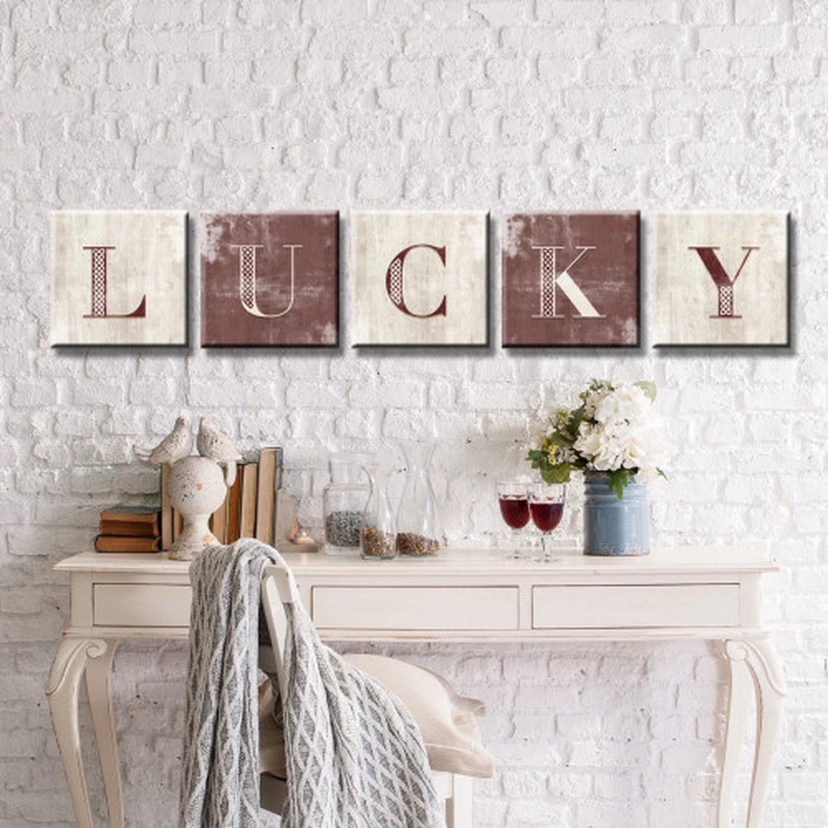 5pc Lucy St. Patricks Day Canvas Wall Art - 12" x 12" - Beige and Brown