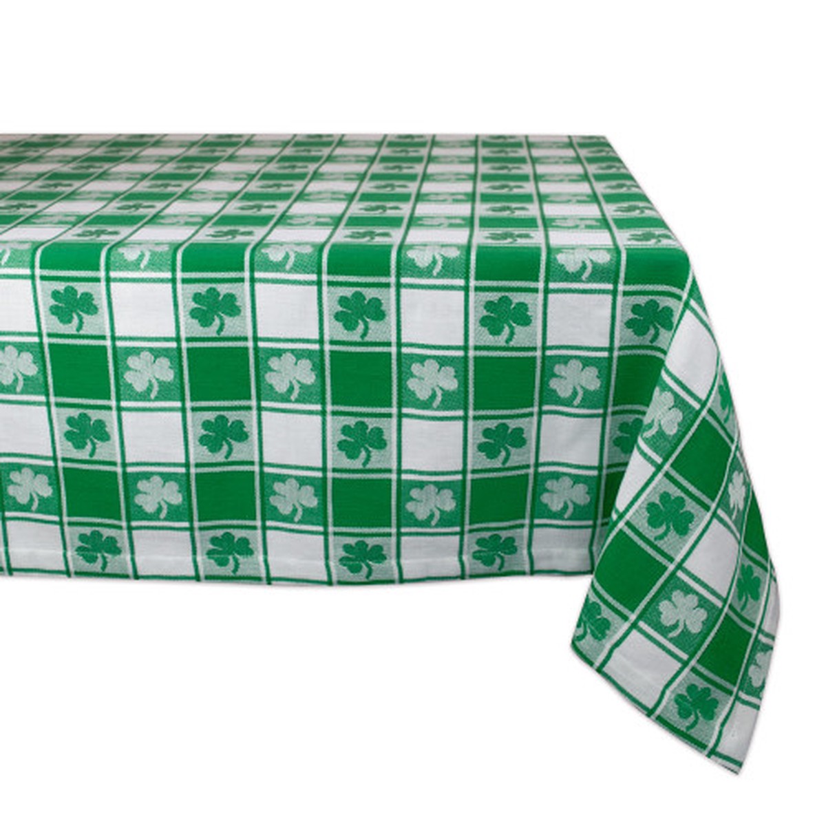 Boxed Shamrocks St. Patrick's Day Rectangular Tablecloth - 60" - Green and White