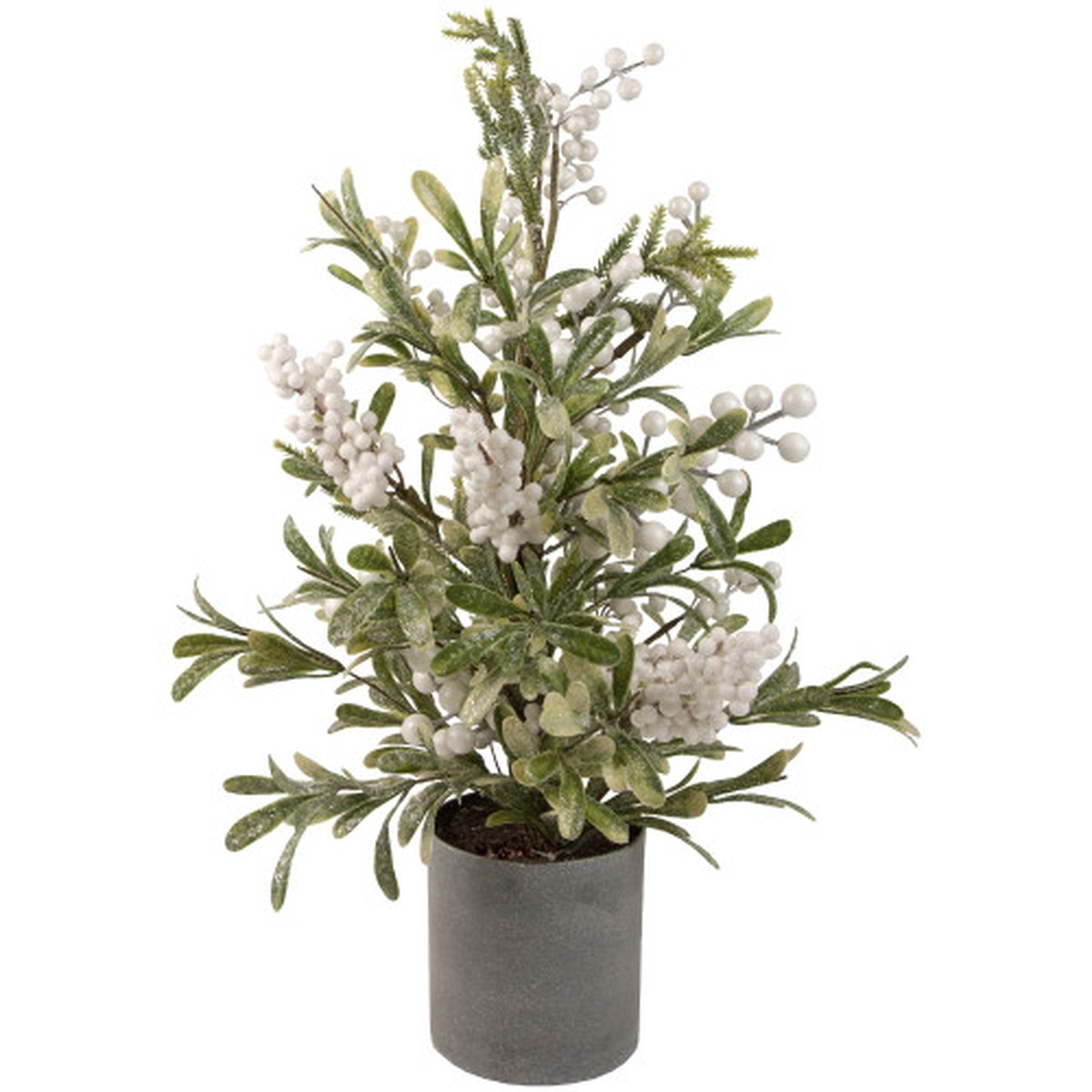 Glitter Frost Foliage Berry Potted Christmas Artificial Plant - 24"