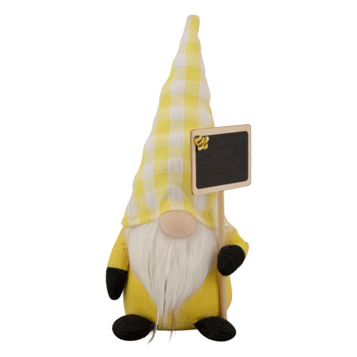 10.25″ Yellow Gingham Hat Springtime Gnome with Chalk Board