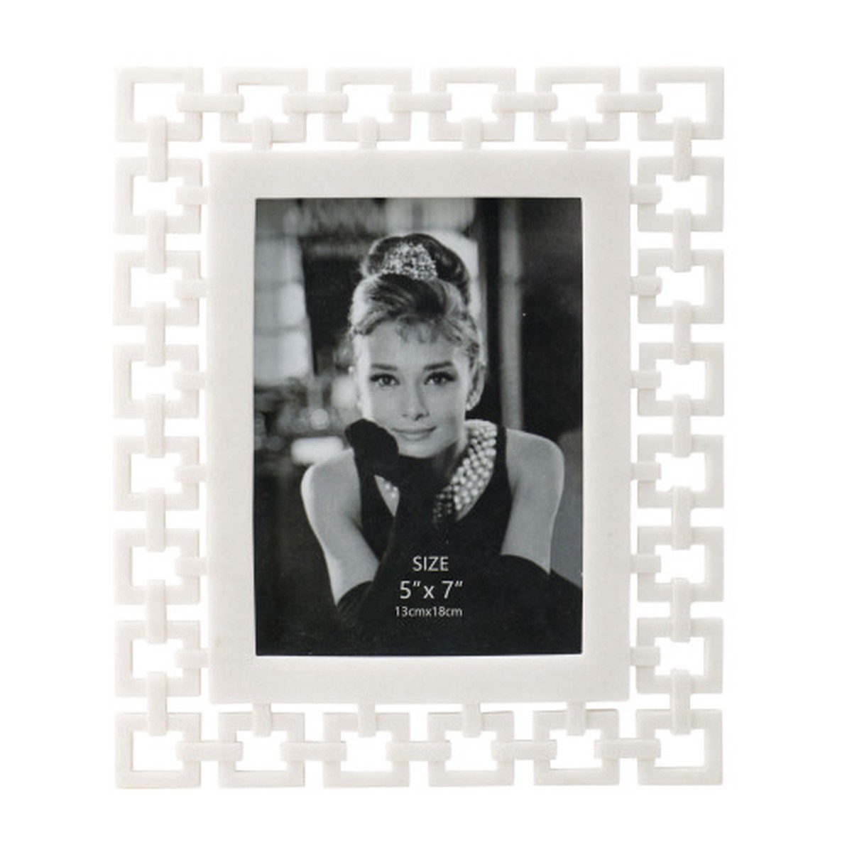 10.5″ White Rectangular Geometric Chain Link Photo Frame
