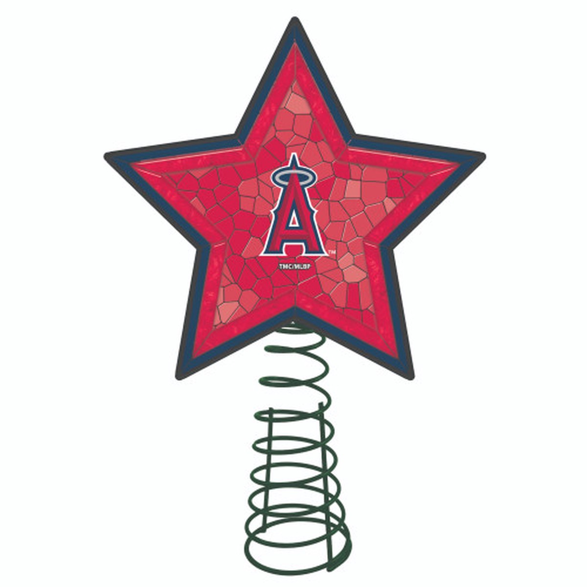10″ Lighted Red and Blue Mosaic Style Star MLB Los Angeles Angels Christmas Tree Topper